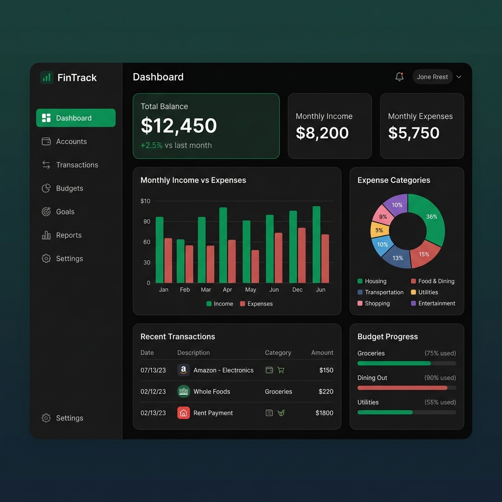 Dashboard financiero de TrackPay